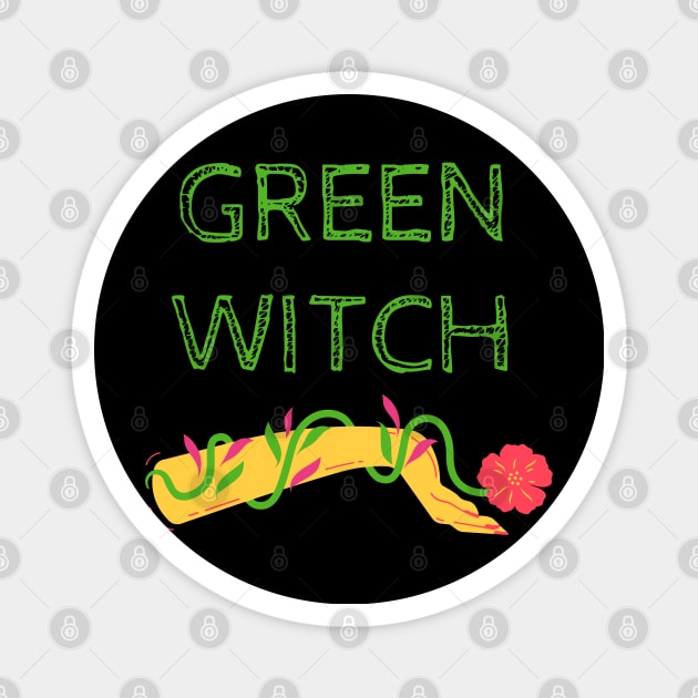 Green witch Magnet by Gwraggedann